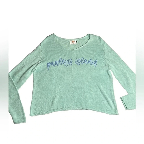 sweater,women large,boho cotton,knit,embroidery. boxy,coastal ,made in USA - Picture 11 of 13